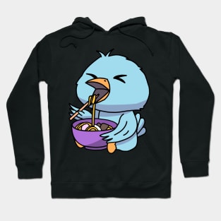 Anime Kawaii Ramen Eating Blue Bird Japanese Noodles Hoodie